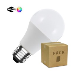 Pack 5 Lâmpadas LED WiFi E27 6W A60 RGBW Regulável