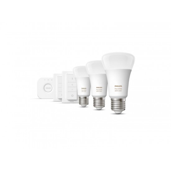Kit Início Lâmpadas Inteligentes LED E27 3x9W 806 lm PHILIPS Hue White