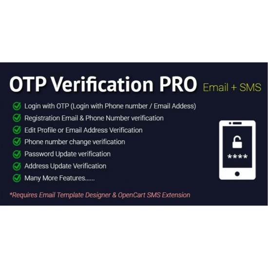 Código de verificação OTP PRO para OpenCart