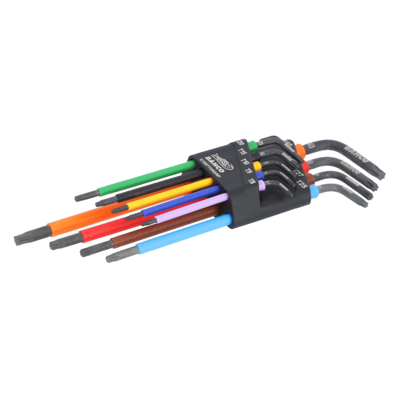 Conjunto Longo TORX® Colorido L-Key T8-T40 - 9 Pcs
- C1997TORX/9P Conjunto Longo TORX® Colorido L-Key T8-T40 - 9 Pcs
- C1997TORX/9P