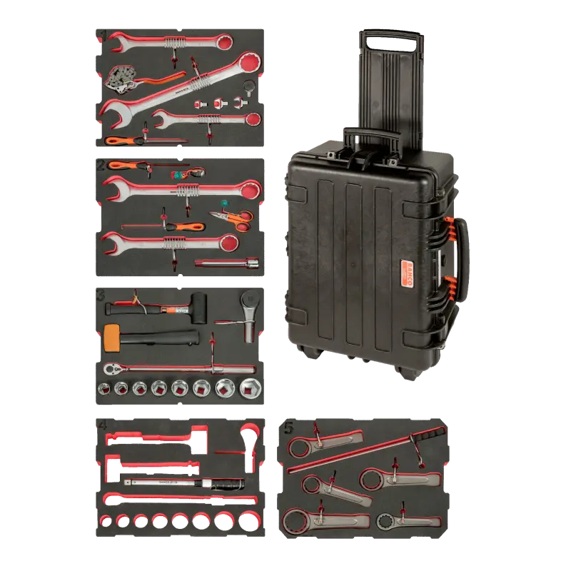 Kit para ferramentas de trabalho pesado em turbinas eólicas
- 4750RCHDW02FF15 Kit para ferramentas de trabalho pesado em turbinas eólicas
- 4750RCHDW02FF15