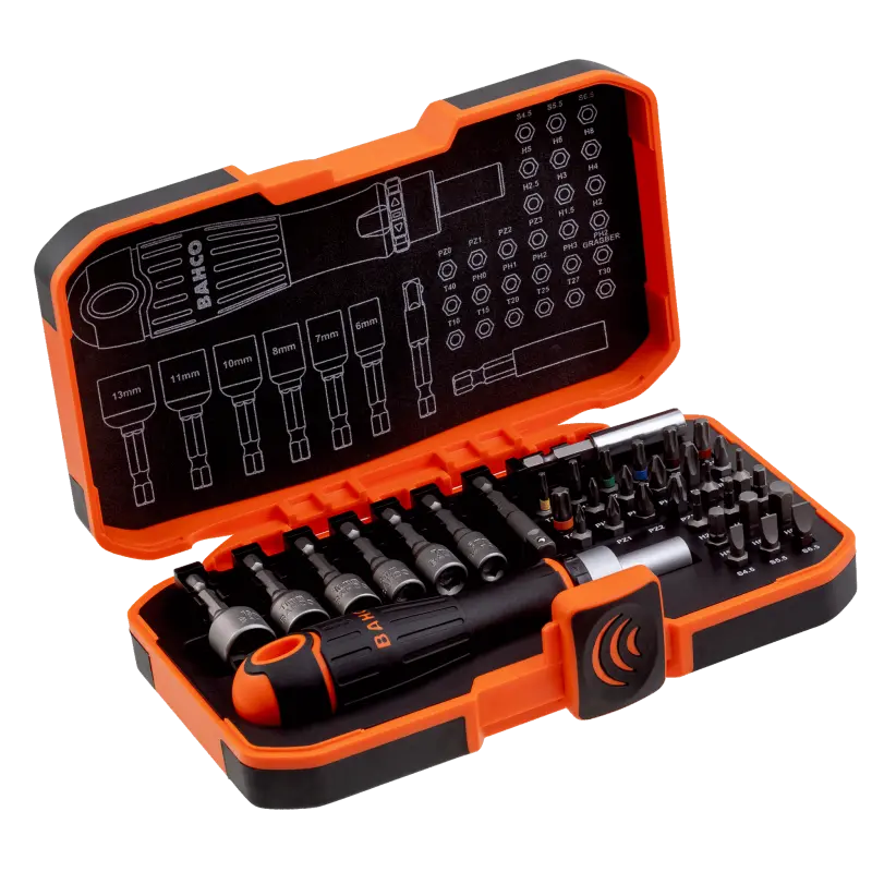 Conjunto de pontas 1/4" para trabalhos pesados, para chaves de porcas e pontas de fenda/Phillips/Pozidriv/TORX®/sextavadas com suporte para chave de roquete - 36 peças
 - 59/S36BCR
