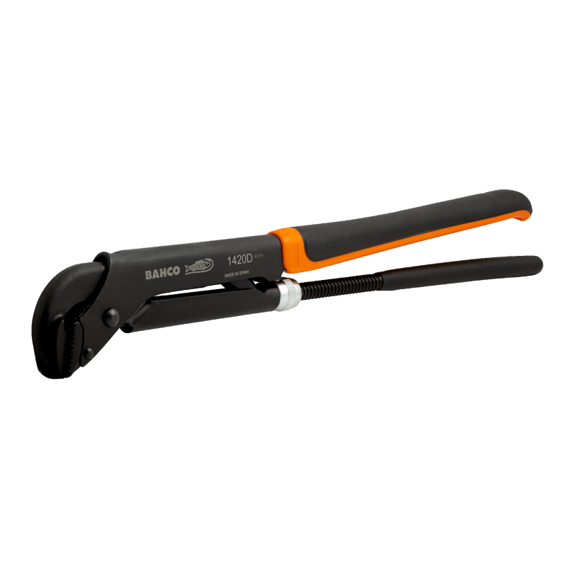 1" Chave de cano de 90° ERGO™ modelo sueco com haste suave ao toque - 12-1/2"
- 1410D 1" Chave de cano de 90° ERGO™ modelo sueco com haste suave ao toque - 12-1/2"
- 1410D