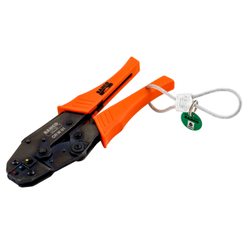 Alicate de cravar e roquete para conectores isolados com laço de arame metálico fixo - 225 mm
 - TAHCRW01