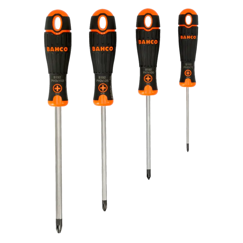Conjunto de chaves de fendas BahcoFit Phillips com Borracha - 4 unid.
- B219.014 Conjunto de chaves de fendas BahcoFit Phillips com Borracha - 4 unid.
- B219.014