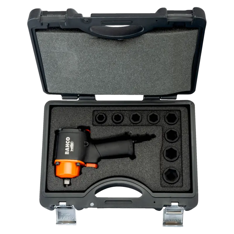 Conj. micro-pistolas impacto 1/2" c/chaves impacto curtas
- BPC813K1 Conj. micro-pistolas impacto 1/2" c/chaves impacto curtas
- BPC813K1