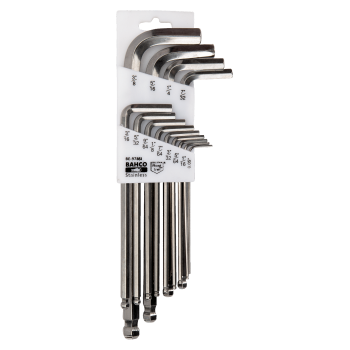 Conj. chaves parafusos offset sextavadas longas, ponta esférica, aço inox, polegadas, 13 pçs
 - BE-9786I