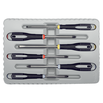 Conjunto de 6 chaves ERGO™<br/>Para parafusos de Fenda, Phillips e Pozidriv
 - BE-9884 Conjunto de 6 chaves ERGO™<br/>Para parafusos de Fenda, Phillips e Pozidriv
 - BE-9884