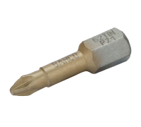 Pontas para aparafusadora de torção em estanho 1/4" para parafusos Pozidriv de PZ1 - 25 mm - 10 Pcs/Caixa de plástico
 - 62TIN/PZ1