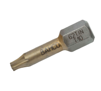Pontas para aparafusadora de torção em estanho 1/4" para parafusos TORX® de T15 - 25 mm - 10 Pcs/Caixa de plástico
 - 62TIN/T15