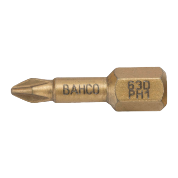 Pontas de aparafusadora de torção diamantadas 1/4" para parafusos Phillips de PH3 - 25 mm - 5 Pcs/Caixa de plástico
 - 63D/PH3