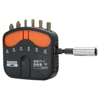 Conjunto de 7peças de bits diamantados para parafusos Pozidriv, Phillips, TORX® e suporte para bits
 - 63D/7-1 Conjunto de 7peças de bits diamantados para parafusos Pozidriv, Phillips, TORX® e suporte para bits
 - 63D/7-1