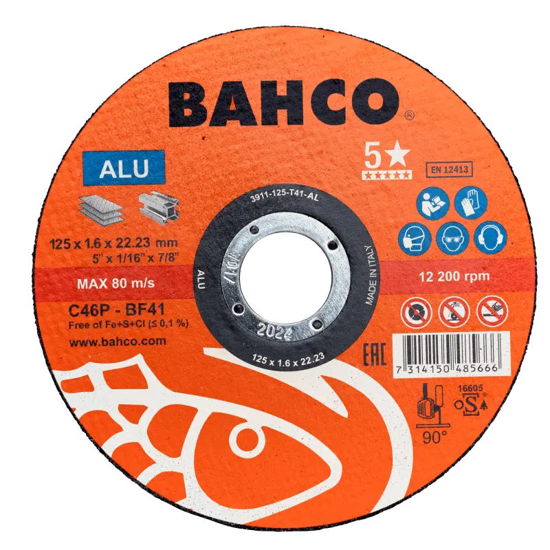 Discos de corte de alto desempenho abrasivos para alumínio 115 X 1,6 X 22,23 mm
- 3911-115-T41-AL Discos de corte de alto desempenho abrasivos para alumínio 115 X 1,6 X 22,23 mm
- 3911-115-T41-AL