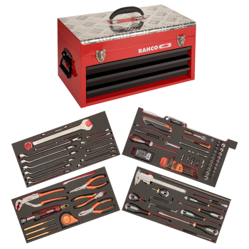 Caixa metálica para kit de ferramentas de utilização na indústria de aviação - 124 peças
 - 1483KHD3RB-FF7