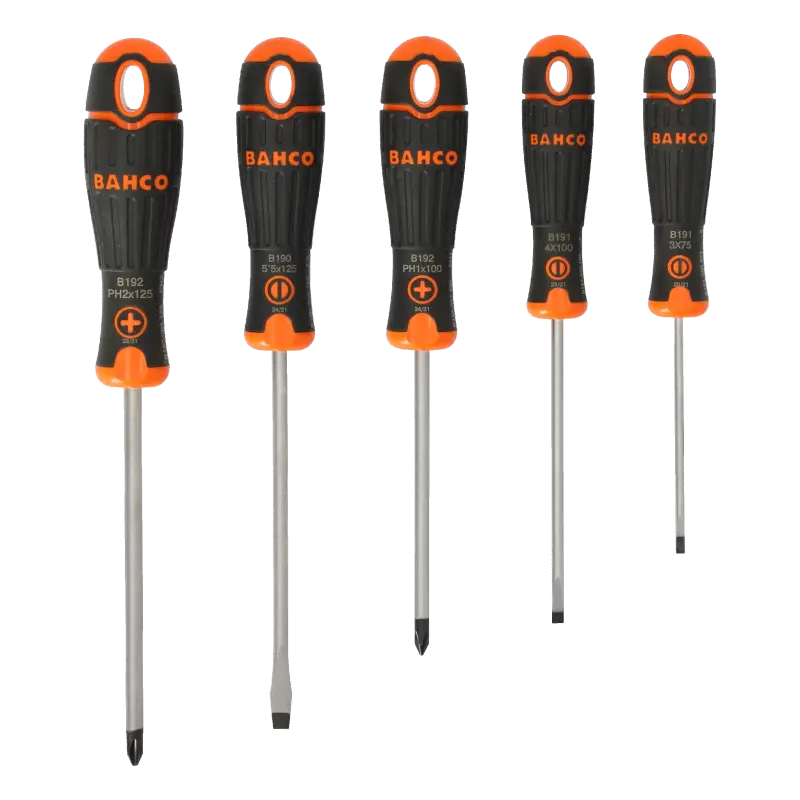 Jogo de chave de parafusos BahcoFit, 5 peças
- B219.015 Jogo de chave de parafusos BahcoFit, 5 peças
- B219.015