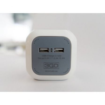 Regleta 3GO REG4CUBEUSB/ 4 Tomas de corriente/ 2 USB/ Cable 1.4m/ Blanca y Gris Regleta 3GO REG4CUBEUSB/ 4 Tomas de corriente/ 2 USB/ Cable 1.4m/ Blanca y Gris