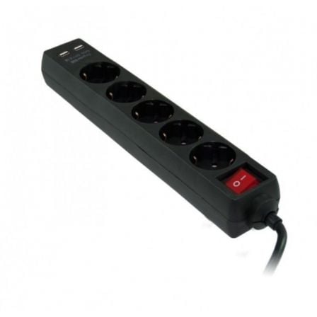 Regleta con interruptor 3GO REG5USB/ 5 Tomas de corriente/ 2 USB/ Cable 1.5m/ Negra Regleta con interruptor 3GO REG5USB/ 5 Tomas de corriente/ 2 USB/ Cable 1.5m/ Negra