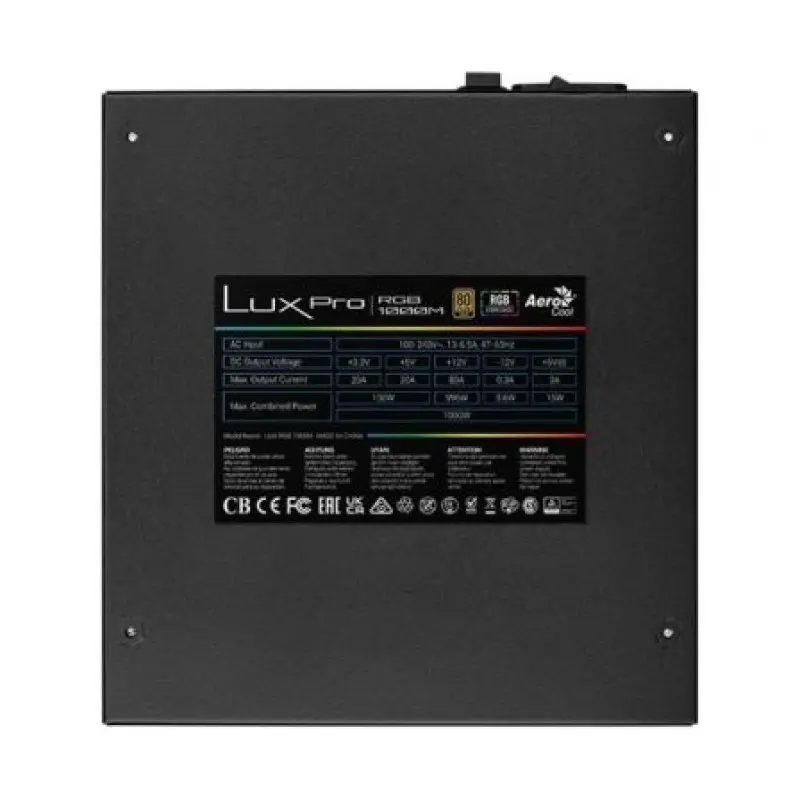Fuente de Alimentación Aerocool LUXPRO RGB1000M/ 1000W/ Ventilador 14cm/ 80 Plus Gold Fuente de Alimentación Aerocool LUXPRO RGB1000M/ 1000W/ Ventilador 14cm/ 80 Plus Gold