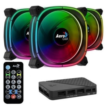 Pack 3 Ventiladores Aerocool Astro 12 Pro/ 12cm + H66F HUB + Mando a Distancia Pack 3 Ventiladores Aerocool Astro 12 Pro/ 12cm + H66F HUB + Mando a Distancia