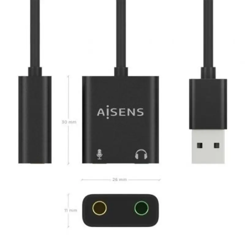 Tarjeta de Sonido Aisens A106-0769/ USB Macho - 2xJack 3.5 Hembra Tarjeta de Sonido Aisens A106-0769/ USB Macho - 2xJack 3.5 Hembra