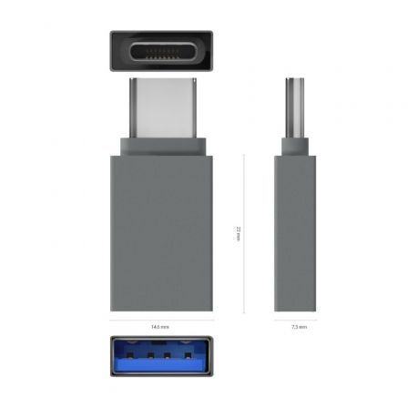 Adaptador USB 3.2 Aisens A108-0718/ USB Hembra - USB Tipo-C Macho/ Gris Adaptador USB 3.2 Aisens A108-0718/ USB Hembra - USB Tipo-C Macho/ Gris
