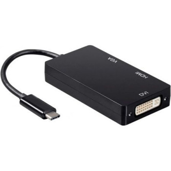 Conversor Aisens A109-0343/ USB Tipo-C Macho - DVI Hembra/ VGA Hembra / HDMI Hembra/ 15cm/ Negro Conversor Aisens A109-0343/ USB Tipo-C Macho - DVI Hembra/ VGA Hembra / HDMI Hembra/ 15cm/ Negro