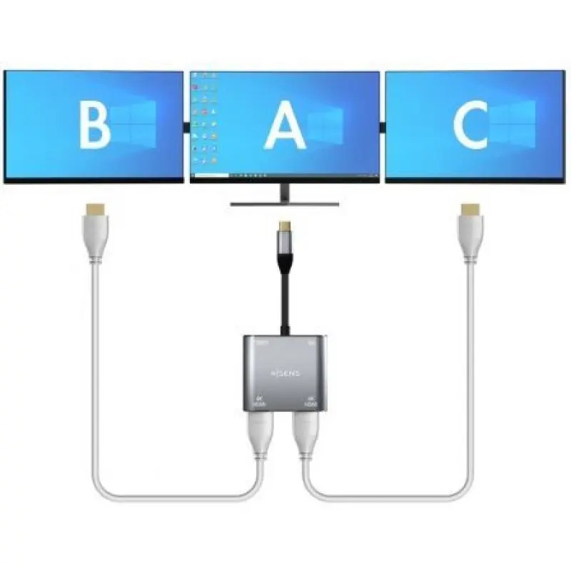 Conversor USB Tipo-C Aisens A109-0625/ 2x HDMI 4K SST MST Hembra - USB Tipo-C Macho - USB Hembra - USB Tipo-C Hembra Conversor USB Tipo-C Aisens A109-0625/ 2x HDMI 4K SST MST Hembra - USB Tipo-C Macho - USB Hembra - USB Tipo-C Hembra
