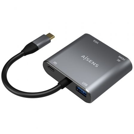 Conversor Aisens A109-0626/ HDMI Hembra - VGA Hembra - USB Tipo-C Macho - USB Hembra - USB Tipo-C Hembra/ 15cm/ Gris Conversor Aisens A109-0626/ HDMI Hembra - VGA Hembra - USB Tipo-C Macho - USB Hembra - USB Tipo-C Hembra/ 15cm/ Gris