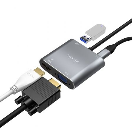 Conversor Aisens A109-0626/ HDMI Hembra - VGA Hembra - USB Tipo-C Macho - USB Hembra - USB Tipo-C Hembra/ 15cm/ Gris Conversor Aisens A109-0626/ HDMI Hembra - VGA Hembra - USB Tipo-C Macho - USB Hembra - USB Tipo-C Hembra/ 15cm/ Gris