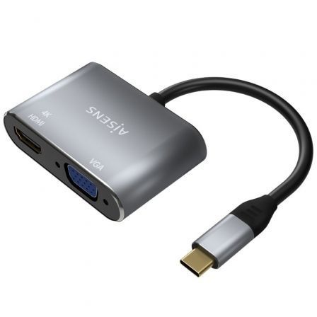 Conversor Aisens A109-0627/ HDMI Hembra - VGA Hembra - USB Tipo-C Macho/ 15cm/ Gris Conversor Aisens A109-0627/ HDMI Hembra - VGA Hembra - USB Tipo-C Macho/ 15cm/ Gris