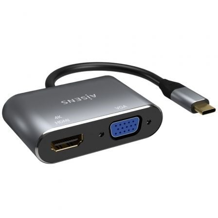 Conversor Aisens A109-0627/ HDMI Hembra - VGA Hembra - USB Tipo-C Macho/ 15cm/ Gris Conversor Aisens A109-0627/ HDMI Hembra - VGA Hembra - USB Tipo-C Macho/ 15cm/ Gris