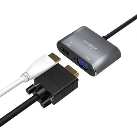 Conversor Aisens A109-0627/ HDMI Hembra - VGA Hembra - USB Tipo-C Macho/ 15cm/ Gris Conversor Aisens A109-0627/ HDMI Hembra - VGA Hembra - USB Tipo-C Macho/ 15cm/ Gris