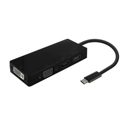 Conversor USB Tipo-C Aisens A109-0679/ HDMI Hembra - VGA Hembra - DVI Hembra - DisplayPort Hembra/ 15cm/ Negro Conversor USB Tipo-C Aisens A109-0679/ HDMI Hembra - VGA Hembra - DVI Hembra - DisplayPort Hembra/ 15cm/ Negro