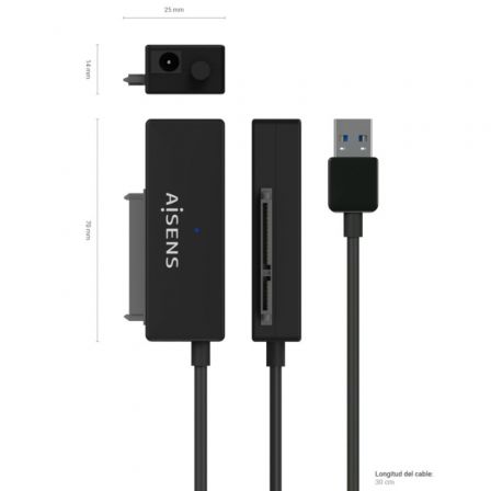 Adaptador para Discos Duros 2.5'/3.5' Aisens ASE-35A01B/ USB 3.0 - SATA/ con Alimentador Adaptador para Discos Duros 2.5'/3.5' Aisens ASE-35A01B/ USB 3.0 - SATA/ con Alimentador