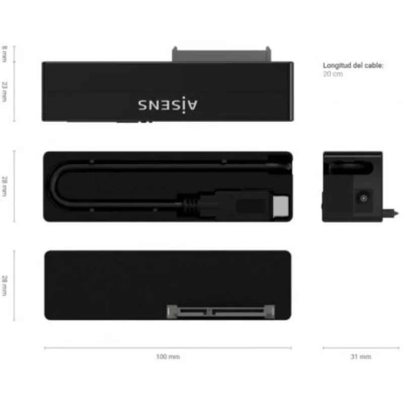 Adaptador para Discos Duros 2.5'/3.5' Aisens ASE-35C02B/ USB Tipo-C - SATA/ con Alimentador Adaptador para Discos Duros 2.5'/3.5' Aisens ASE-35C02B/ USB Tipo-C - SATA/ con Alimentador