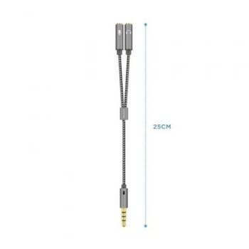 Cable Estéreo Aisens A128-0415/ Jack 3.5 Macho - 2x Jack 3.5 Hembra/ 25cm/ Gris