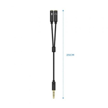 Cable Estéreo Aisens A128-0416/ Jack 3.5 Macho - 2x Jack 3.5 Hembra/ 25cm/ Negro