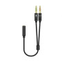 Cable Estéreo Aisens A128-0418/ Jack 3.5 Hembra - 2x Jack 3.5 Macho/ 25cm/ Negro