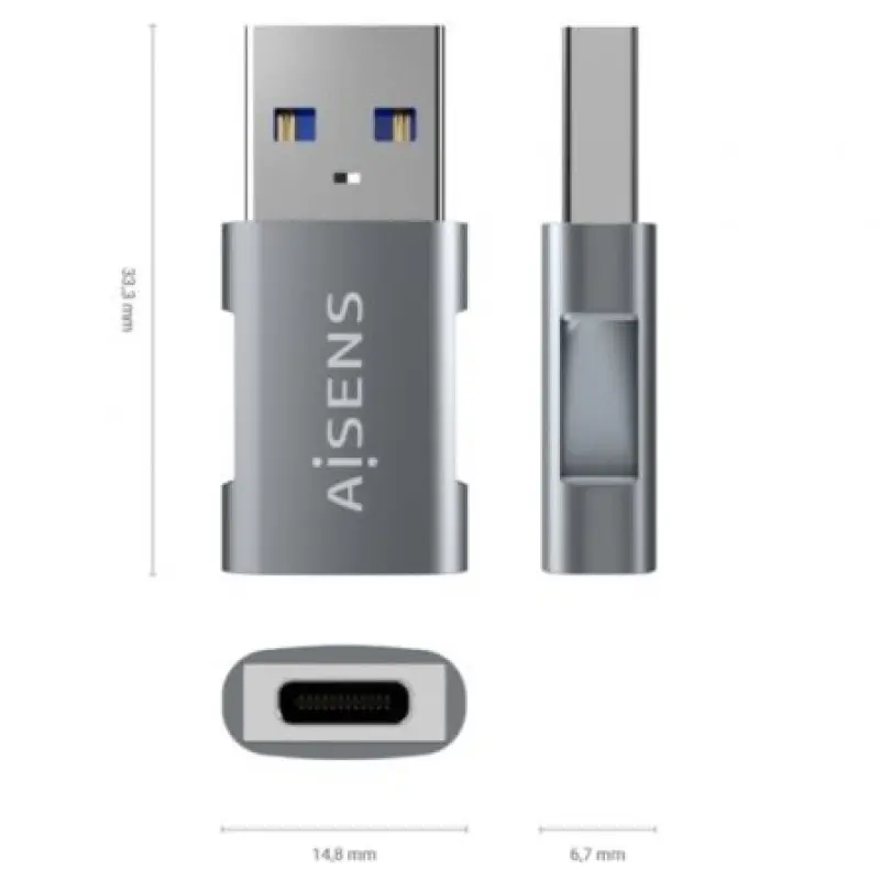 Adaptador USB 3.2 GEN2 Aisens A108-0655/ USB Tipo-C Hembra - USB Macho Adaptador USB 3.2 GEN2 Aisens A108-0655/ USB Tipo-C Hembra - USB Macho