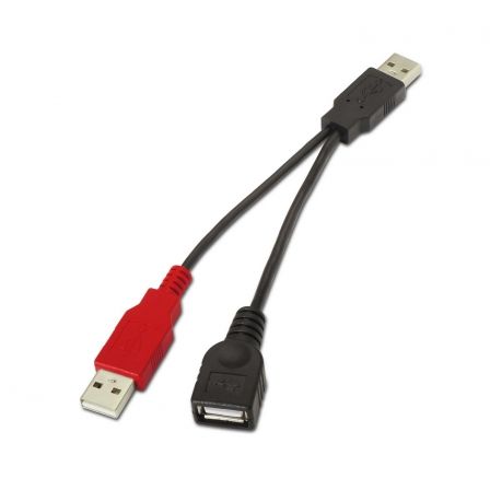 Cable USB 2.0 + Alimentación Aisens A101-0030/ USB Hembra + USB Macho - USB Macho/ Hasta 2.5W/ 60Mbps/ 15cm/ Negro/ Rojo Cable USB 2.0 + Alimentación Aisens A101-0030/ USB Hembra + USB Macho - USB Macho/ Hasta 2.5W/ 60Mbps/ 15cm/ Negro/ Rojo
