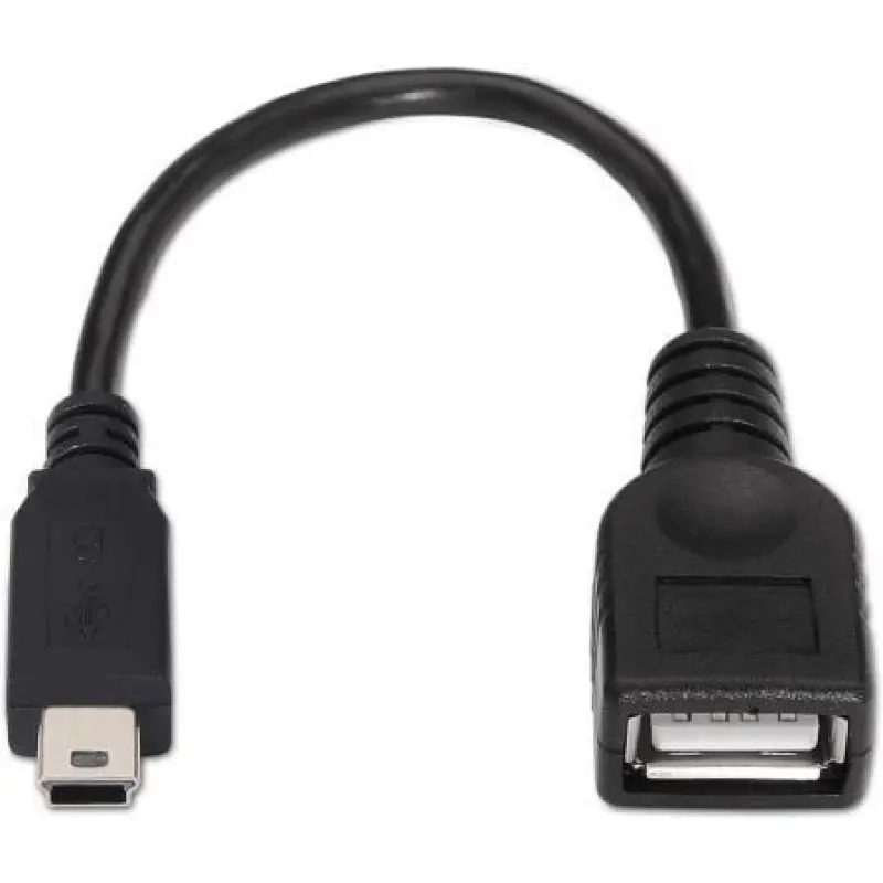 Cable USB 2.0 Aisens A101-0033/ MiniUSB Macho - USB Hembra/ Hasta 2.5W/ 60Mbps/ 15cm/ Negro Cable USB 2.0 Aisens A101-0033/ MiniUSB Macho - USB Hembra/ Hasta 2.5W/ 60Mbps/ 15cm/ Negro