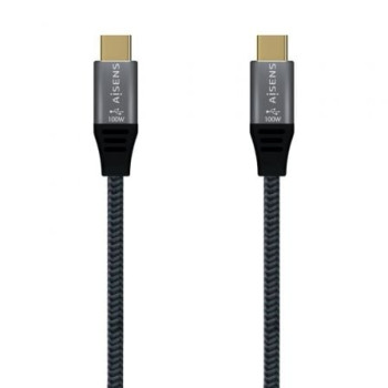 Cable USB 3.2 Tipo-C Aisens A107-0634 20GBPS 5A 100W/ USB Tipo-C Macho - USB Tipo-C Macho/ Hasta 100W/ 2500Mbps/ 2m/ Gris