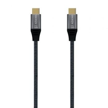 Cable USB 3.2 Tipo-C Aisens A107-0671 20GBPS 100W/ USB Tipo-C Macho - USB Tipo-C Macho/ Hasta 100W/ 2500Mbps/ 1m/ Gris