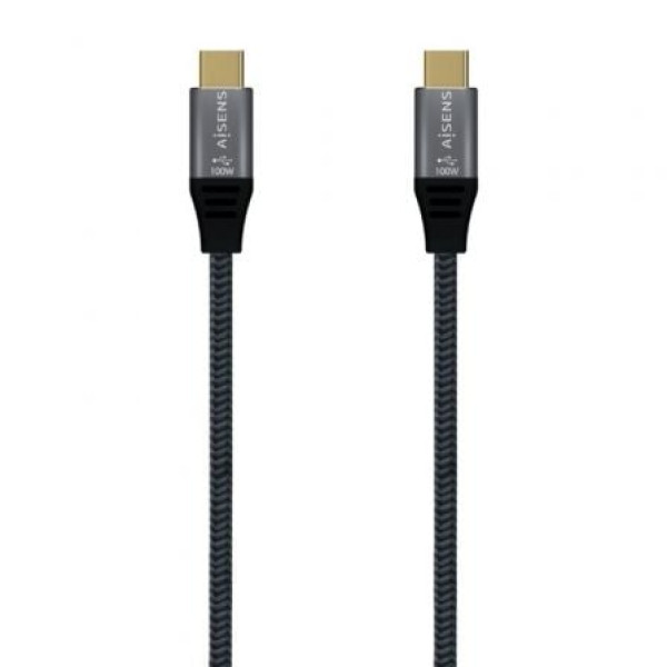 Cable USB 3.2 Tipo-C Aisens A107-0672 20GBPS 100W/ USB Tipo-C Macho - USB Tipo-C Macho/ Hasta 100W/ 2500Mbps/ 1.5m/ Gris