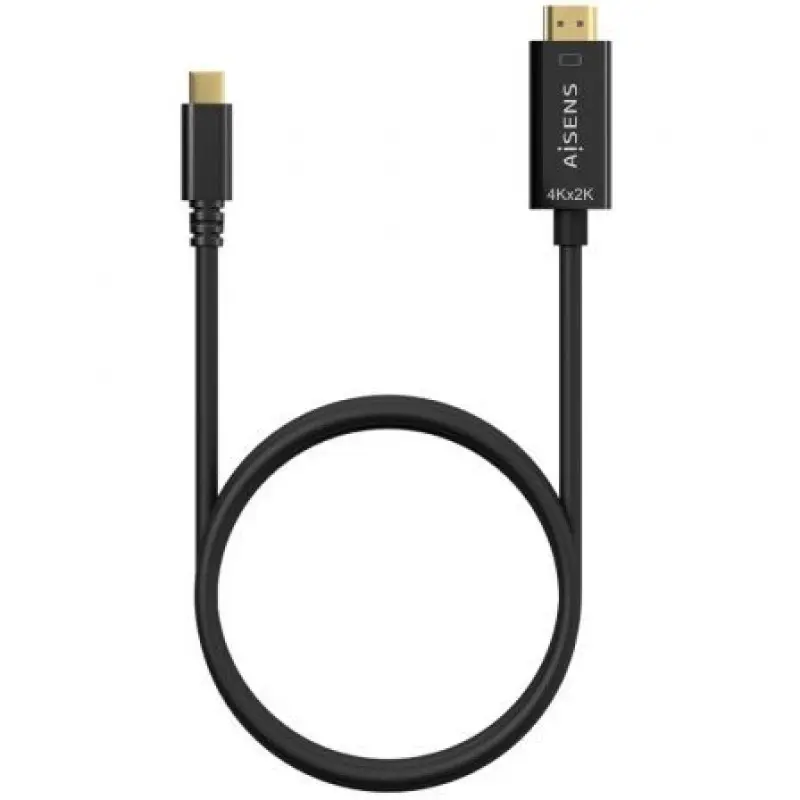 Cable Conversor HDMI 4K Aisens A109-0623/ USB Tipo-C Macho - HDMI Macho/ Hasta 27W/ 1250Mbps/ 80cm/ Negro Cable Conversor HDMI 4K Aisens A109-0623/ USB Tipo-C Macho - HDMI Macho/ Hasta 27W/ 1250Mbps/ 80cm/ Negro