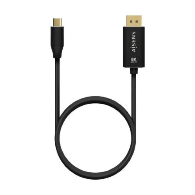 Cable Conversor DisplayPort 8K 60HZ Aisens A109-0686/ USB Tipo-C Macho - DisplayPort Macho/ Hasta 27W/ 1250Mbps/ 80cm/ Negro Cable Conversor DisplayPort 8K 60HZ Aisens A109-0686/ USB Tipo-C Macho - DisplayPort Macho/ Hasta 27W/ 1250Mbps/ 80cm/ Negro