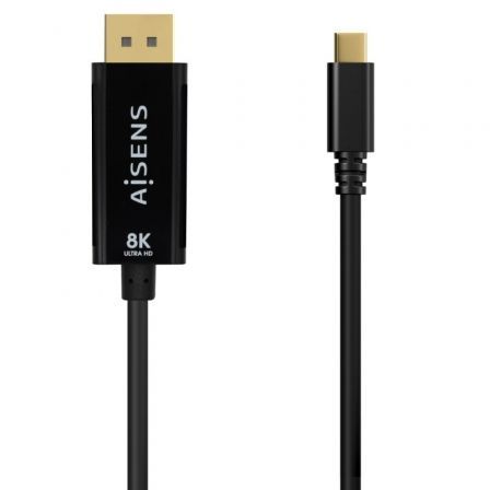 Cable Conversor Aisens A109-0688/ USB Tipo-C Macho - DisplayPort Macho/ Hasta 27W/ 1250Mbps/ 80cm/ Negro Cable Conversor Aisens A109-0688/ USB Tipo-C Macho - DisplayPort Macho/ Hasta 27W/ 1250Mbps/ 80cm/ Negro