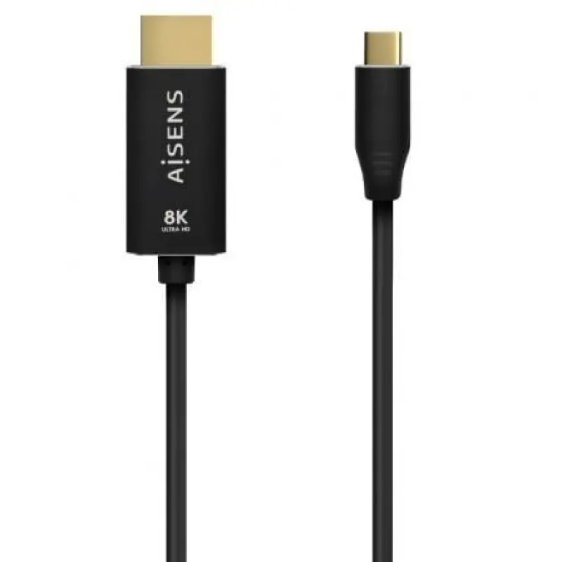 Cable Conversor Aisens A109-0711/ USB Tipo-C Macho - HDMI 8K Macho/ Hasta 27W/ 6000Mbps/ 1m/ Negro Cable Conversor Aisens A109-0711/ USB Tipo-C Macho - HDMI 8K Macho/ Hasta 27W/ 6000Mbps/ 1m/ Negro