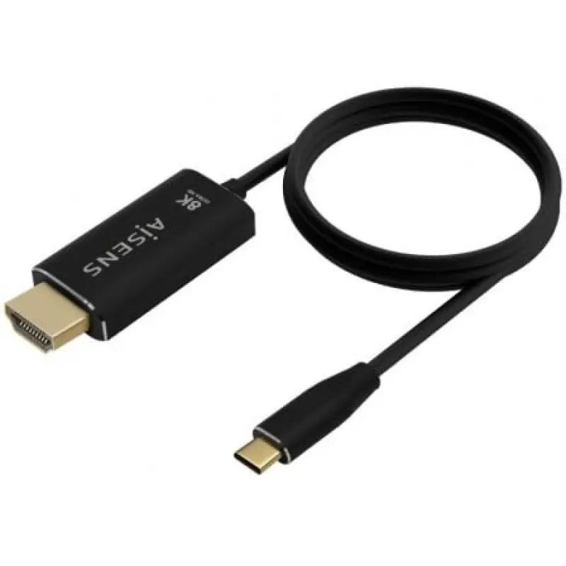 Cable Conversor Aisens A109-0711/ USB Tipo-C Macho - HDMI 8K Macho/ Hasta 27W/ 6000Mbps/ 1m/ Negro Cable Conversor Aisens A109-0711/ USB Tipo-C Macho - HDMI 8K Macho/ Hasta 27W/ 6000Mbps/ 1m/ Negro