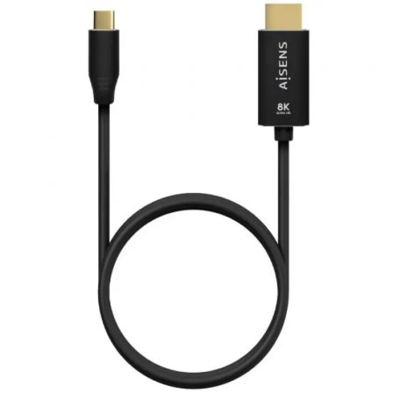 Cable Conversor Aisens A109-0711/ USB Tipo-C Macho - HDMI 8K Macho/ Hasta 27W/ 6000Mbps/ 1m/ Negro Cable Conversor Aisens A109-0711/ USB Tipo-C Macho - HDMI 8K Macho/ Hasta 27W/ 6000Mbps/ 1m/ Negro